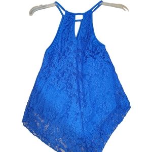 Blue lace halter top. Size Small.